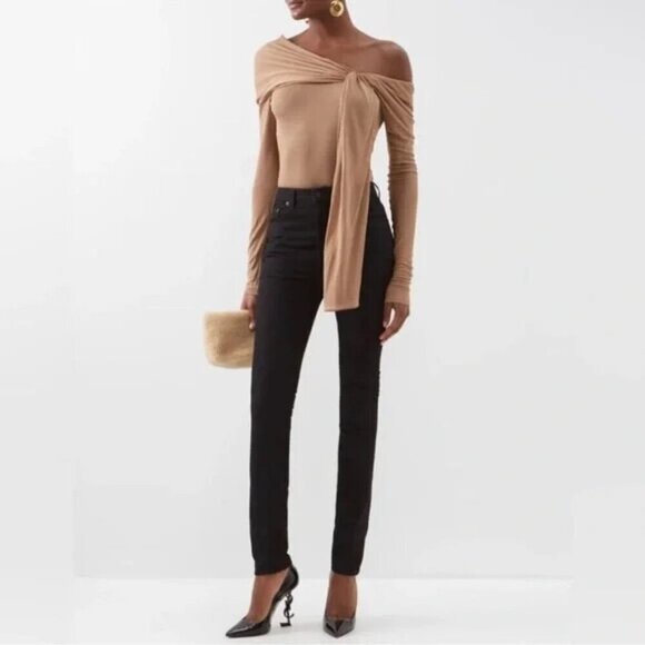 SAINT LAURENT skinny jeans D05 W/SK-MW black stretch denim ankle mid rise 30 - Picture 1 of 16